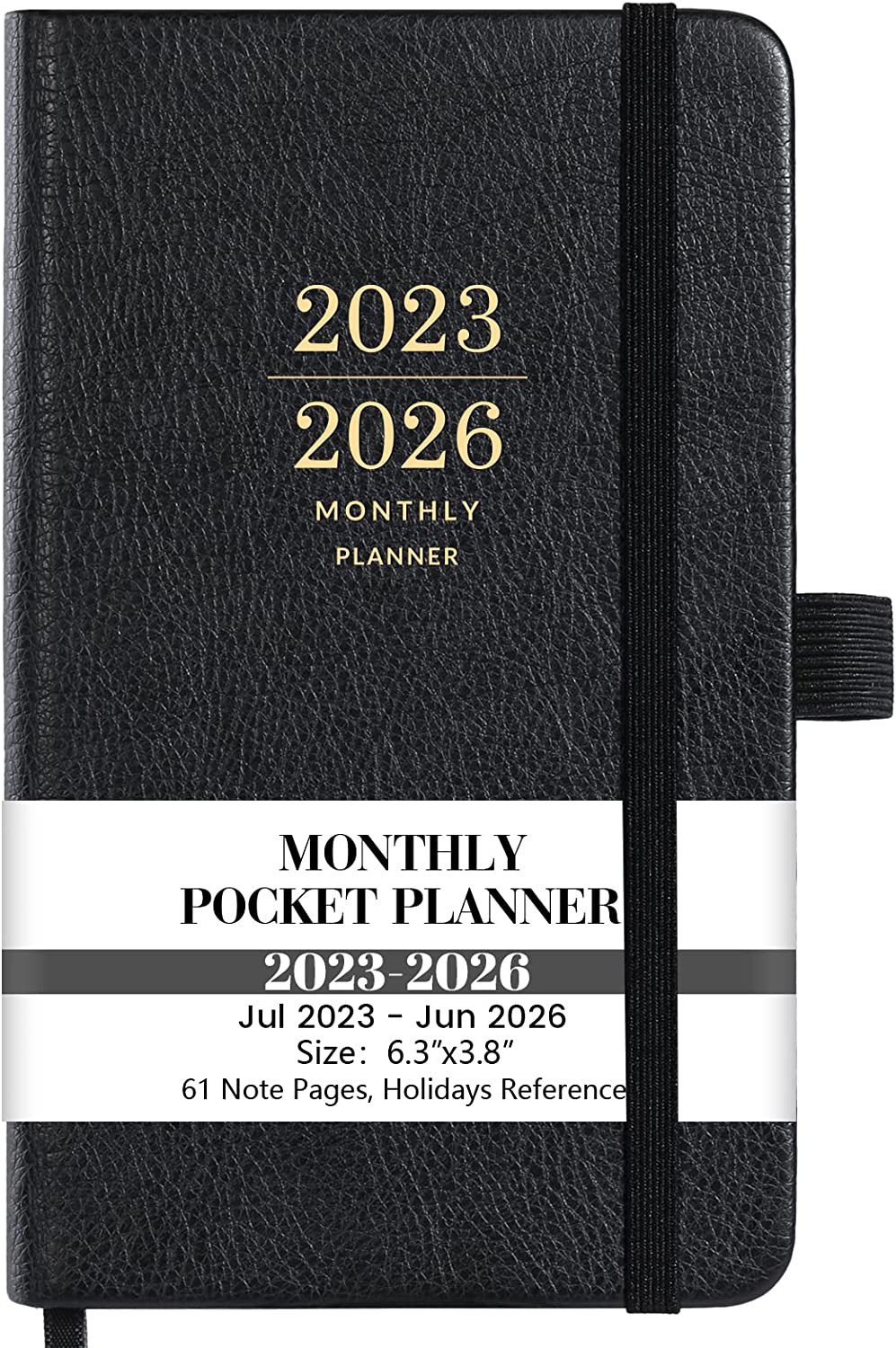230816023020065_1 2023-2026 Monthly Pocket Planner/Calendar - 3 Year Pocket Monthly Calendar, Jul 2023 - Jun 2026, 6.3" × 3.8", 36-Month Planner with Pen Hold, Elastic Closure, 2 Bookmarks, Inner Pocket, Thick Paper, Brown - Image 1